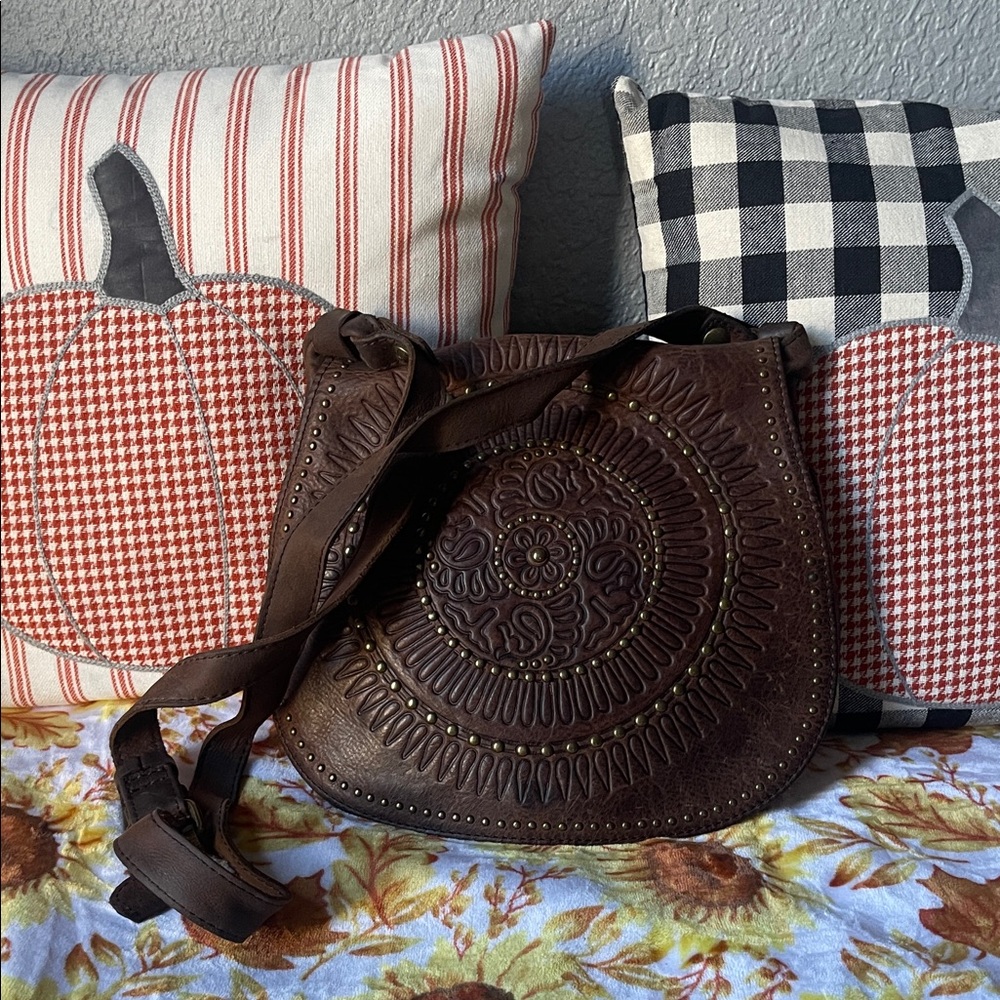 Patricia Nash Dark Brown Embossed Shoulder Bag